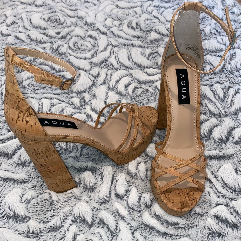 Beautiful Aqua cork heels